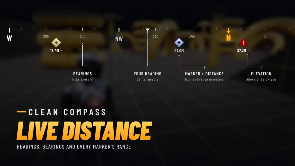 Clean Linear Compass with Live Distance